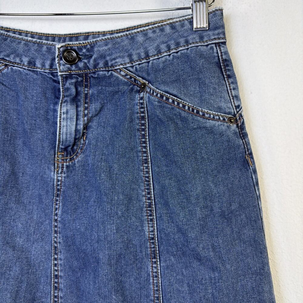 Gap Denim Blue Jean Sz 4 Pockets Belt Women’s Prairie Yellowstone Skirt bohemian - Picture 3 of 10